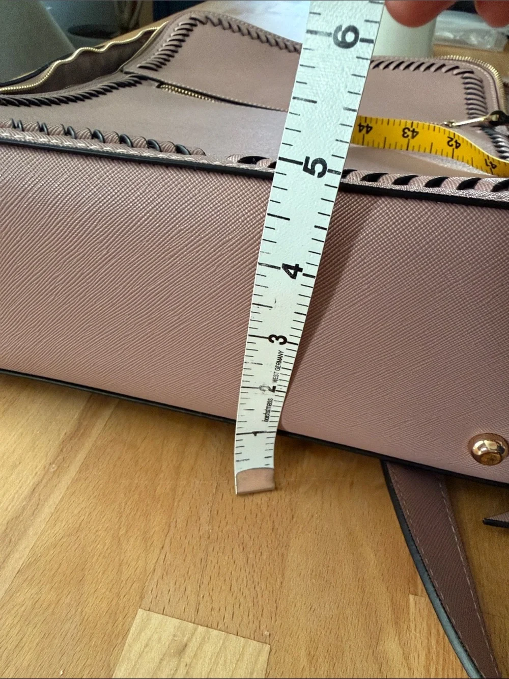 Calpak Mauve Leather Backpack with Braided Trim